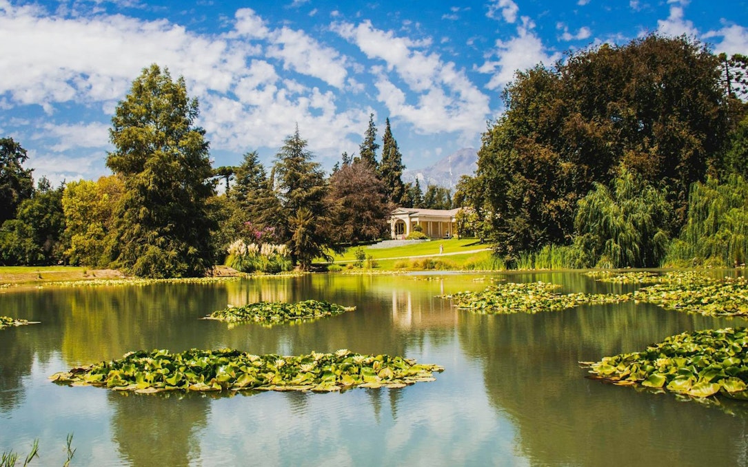 Viña Concha y Toro estate with pond and gardens in Santiago, Chile.