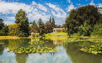 Viña Concha y Toro estate with pond and gardens in Santiago, Chile.