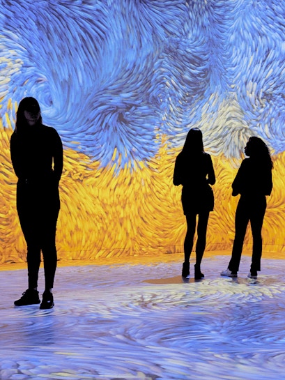 Guests exploring immersive art installation at Remastered Rotterdam.