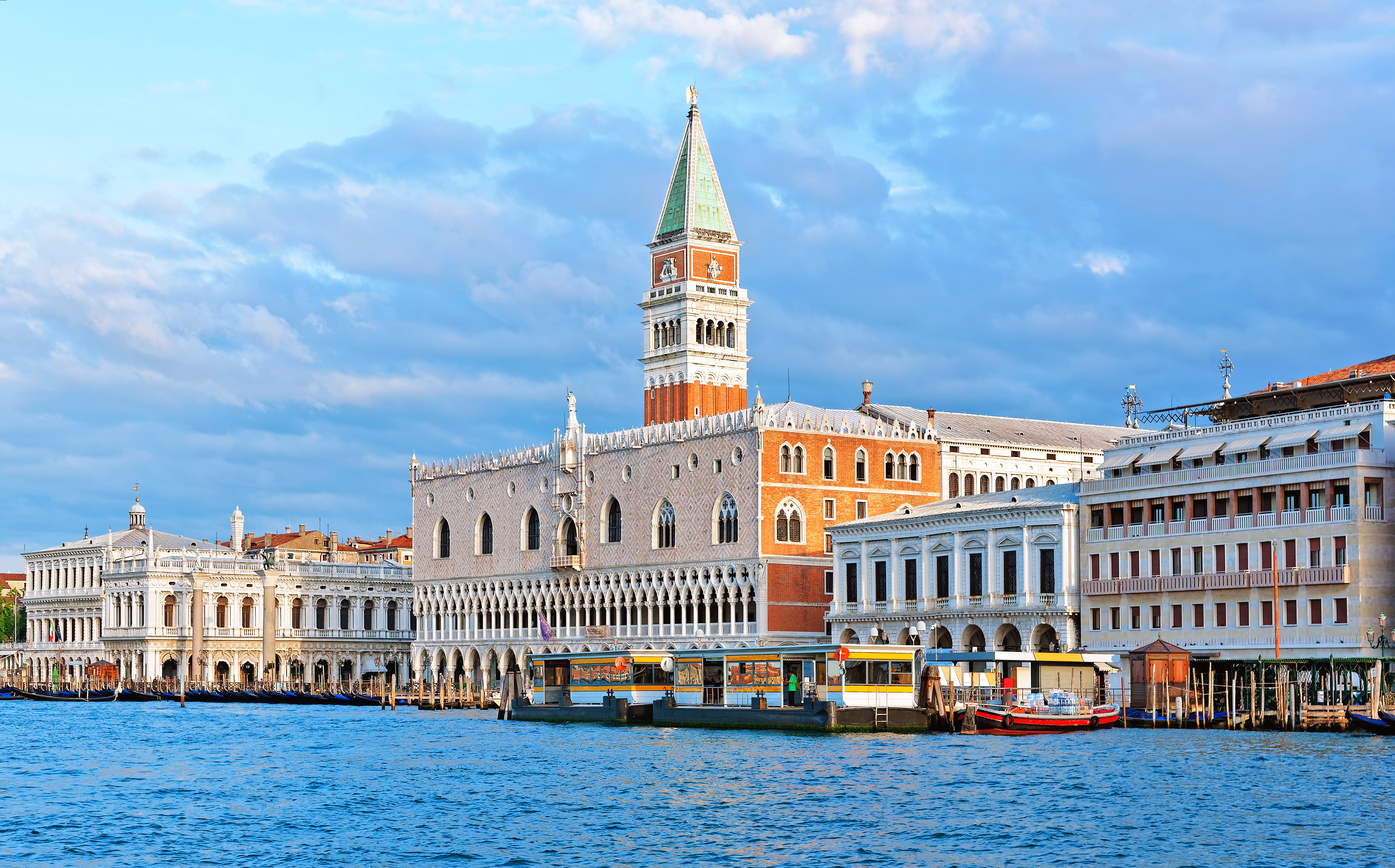Grand Canal with St Mark's Campanile and Doge's Palace in Venice, Italy.
