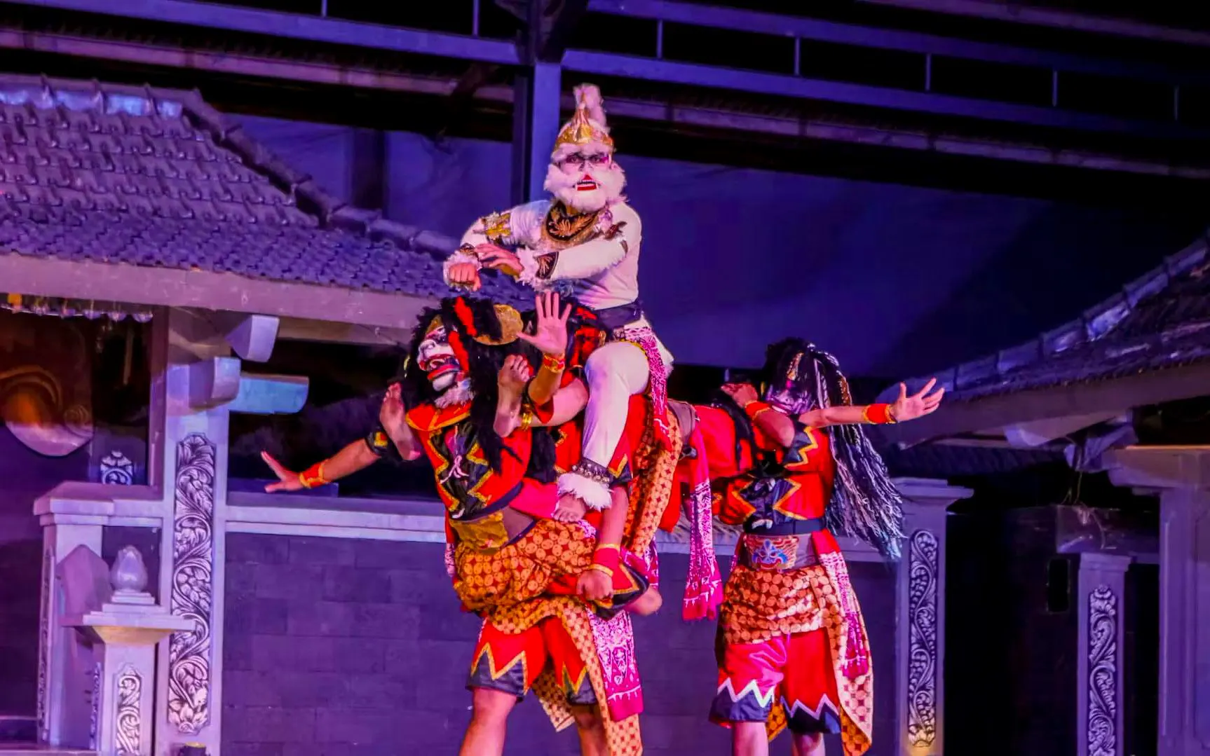 Ramayana Ballet performers in traditional costumes at Purawisata, Yogyakarta, Indonesia.