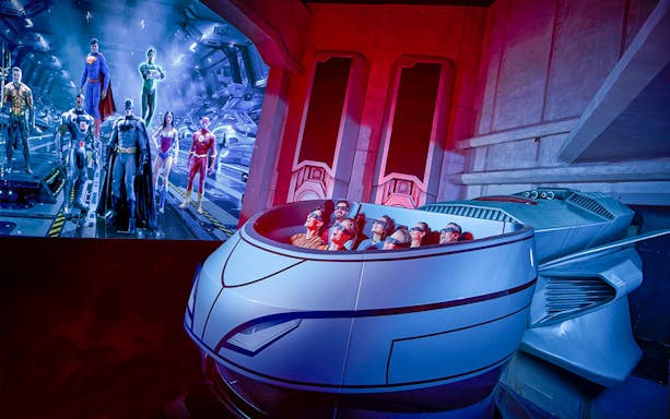 Visitors on a 3D ride at Warner Bros. World Abu Dhabi, Yas Island.