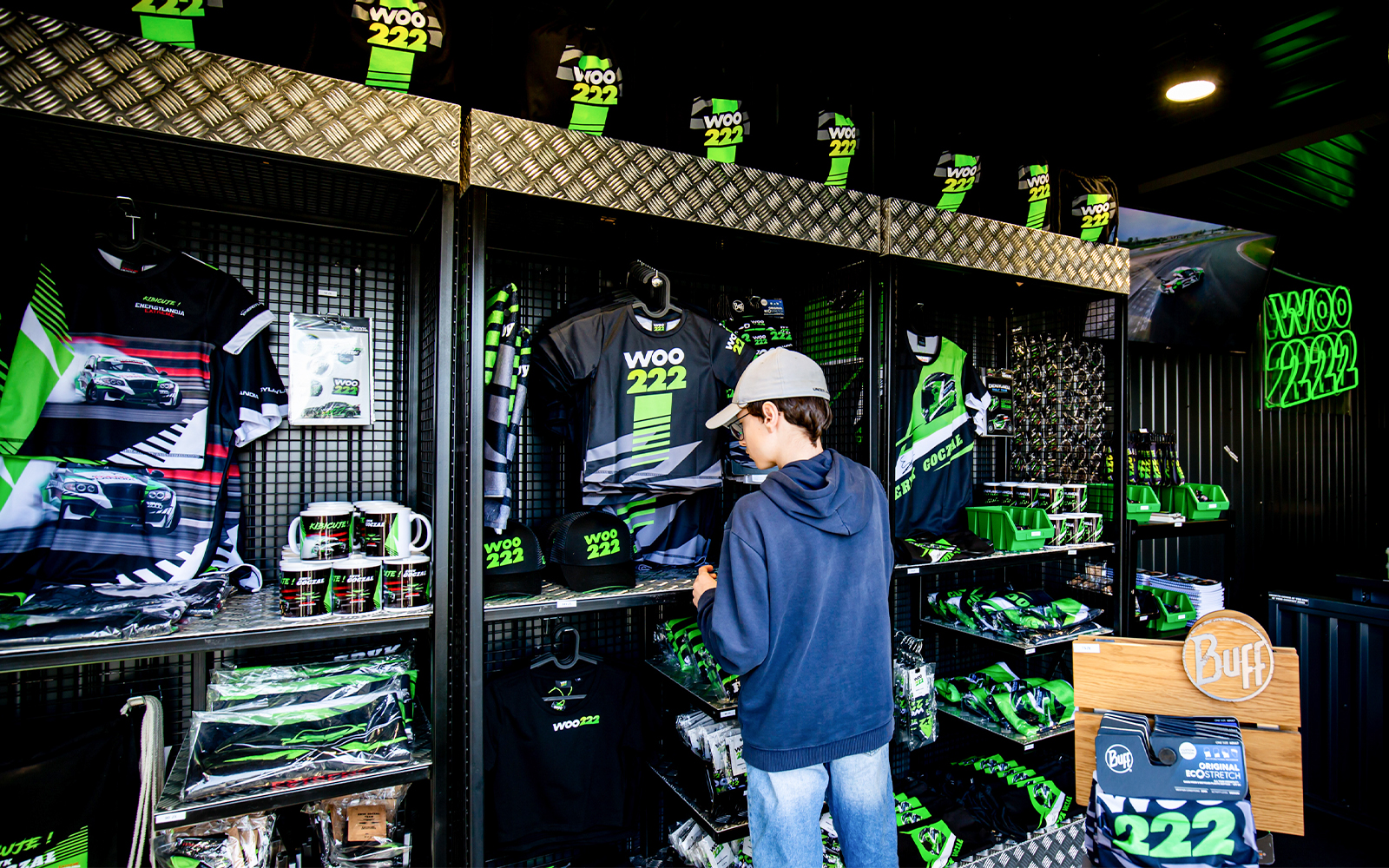 Woo 222 merchandise display at Energylandia Theme Park, Zator, Poland.