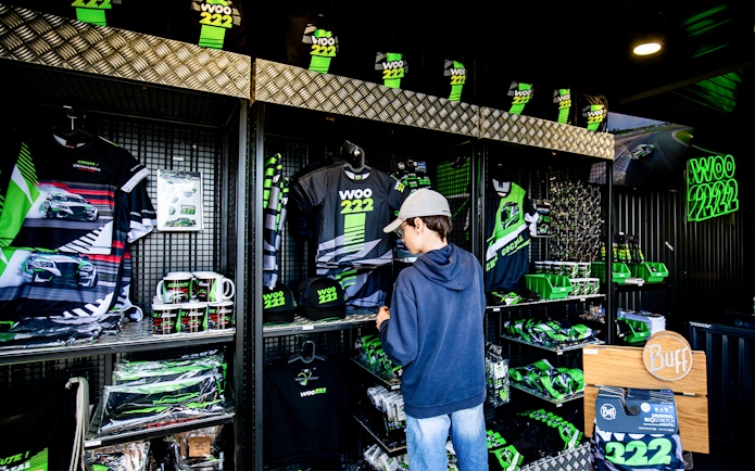 Woo 222 merchandise display at Energylandia Theme Park, Zator, Poland.