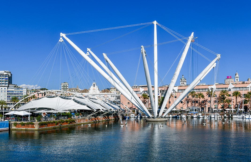 Visitors exploring marine life at the Genoa Aquarium, Italy's largest and most diverse aquarium, during a guided tour
