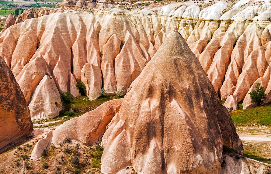 Sandstone formations in Rose Valley, Cappadocia, Turkey.