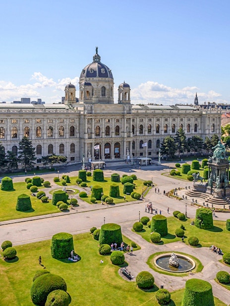 Aerial view of the Natural History Museum and Maria-Theresien-Platz in Vienna.