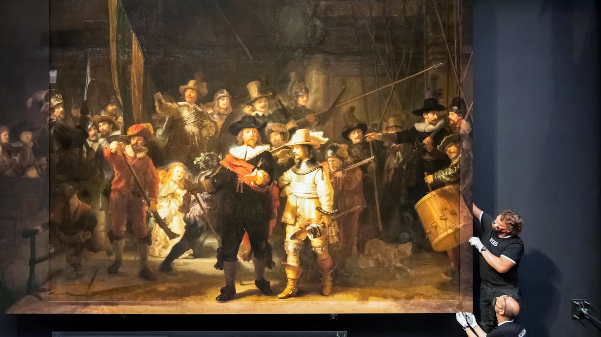 Restoration of Rembrandt's Night Watch at Rijksmuseum, Amsterdam