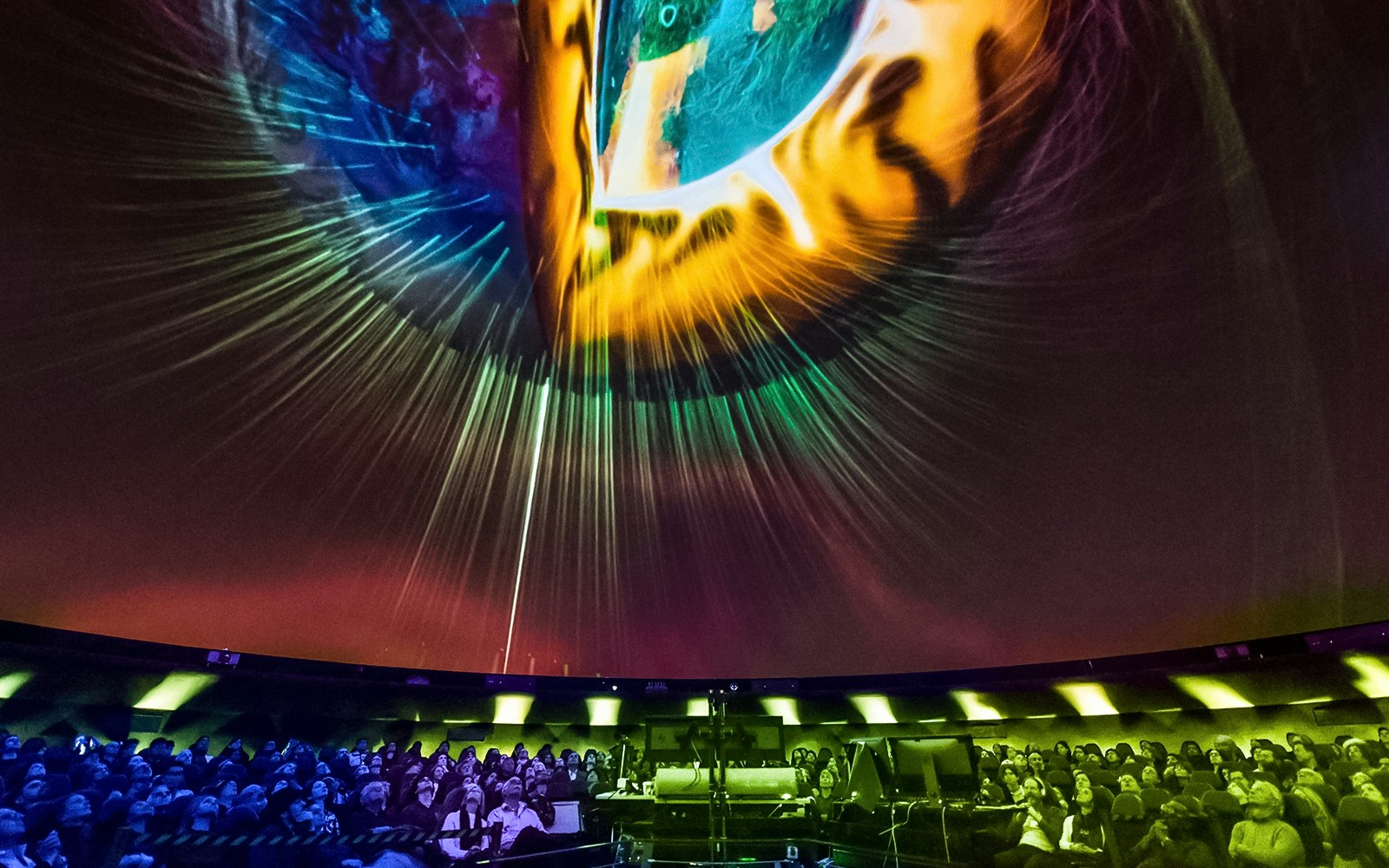 American Museum of Natural History planetarium exhibit, New York, exploring cosmic mysteries.