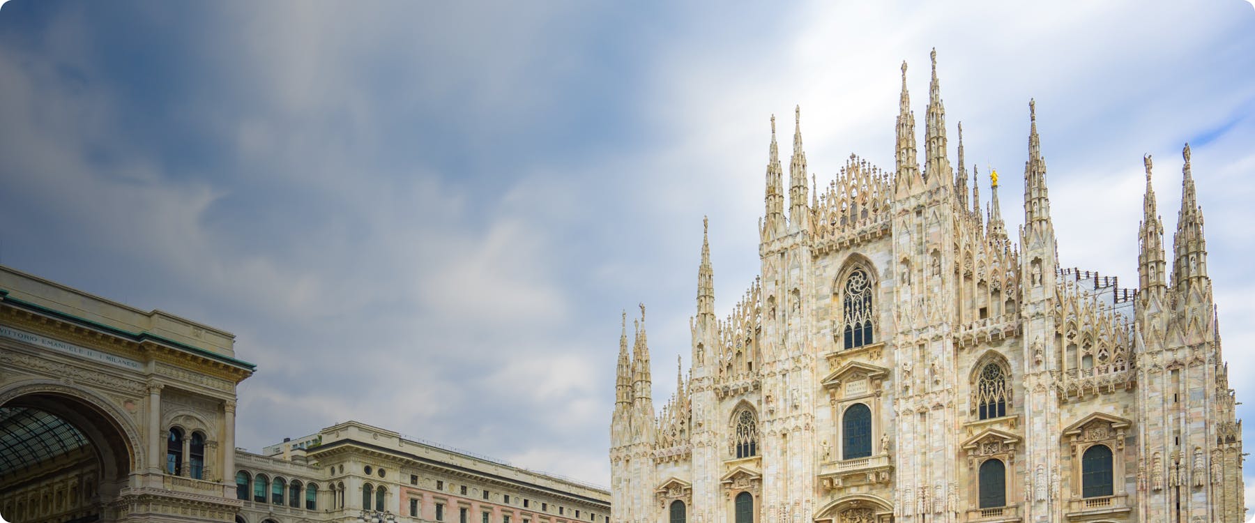 Milan Cathedral and Galleria Vittorio Emanuele II in Milan, Italy.
