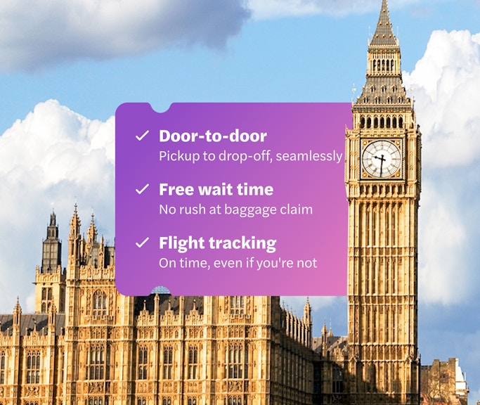 Big Ben and Palace of Westminster viewed from South Bank, London with service features overlay.