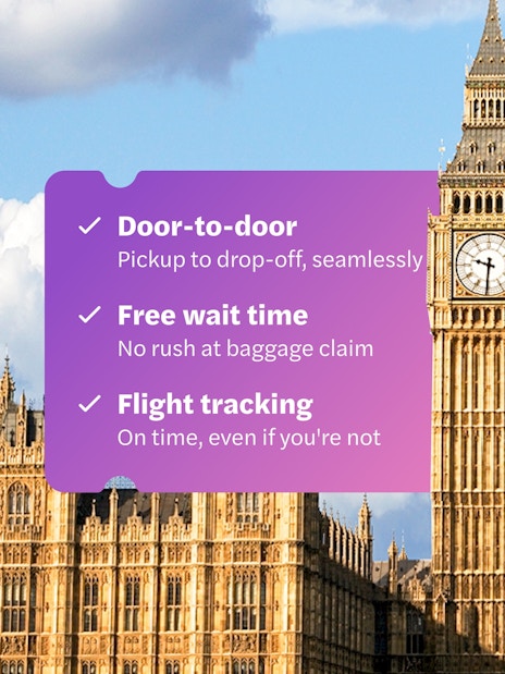 Big Ben and Palace of Westminster viewed from South Bank, London with service features overlay.