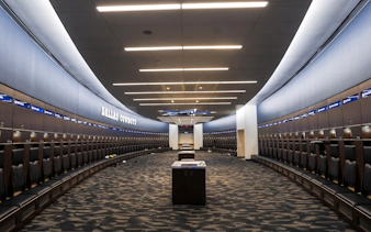 Dallas Cowboys locker room inside The Star in Frisco, Texas.