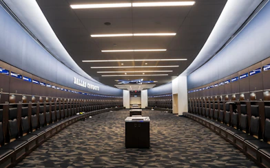 Dallas Cowboys locker room inside The Star in Frisco, Texas.