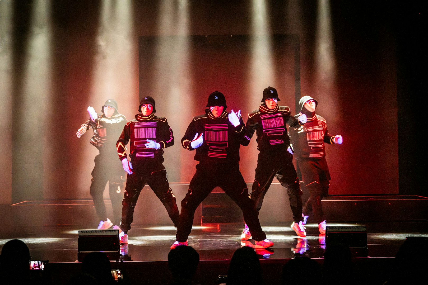 Dancers performing at Jabbawockeez show in Las Vegas.