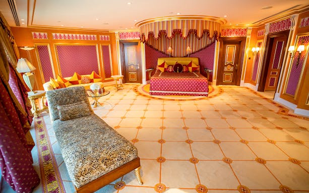 Luxurious suite interior at Burj Al Arab, Dubai, featuring opulent decor and elegant furnishings.