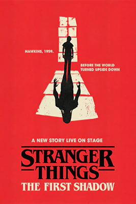 Stranger Things: The First Shadow stage set with actors performing in a dramatic scene.
