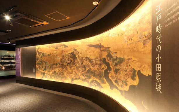 Exhibit of historical map at Odawara Castle, Japan.