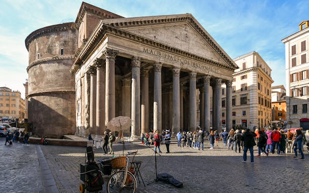 Visitors gathered outside the Pantheon in Rome.
