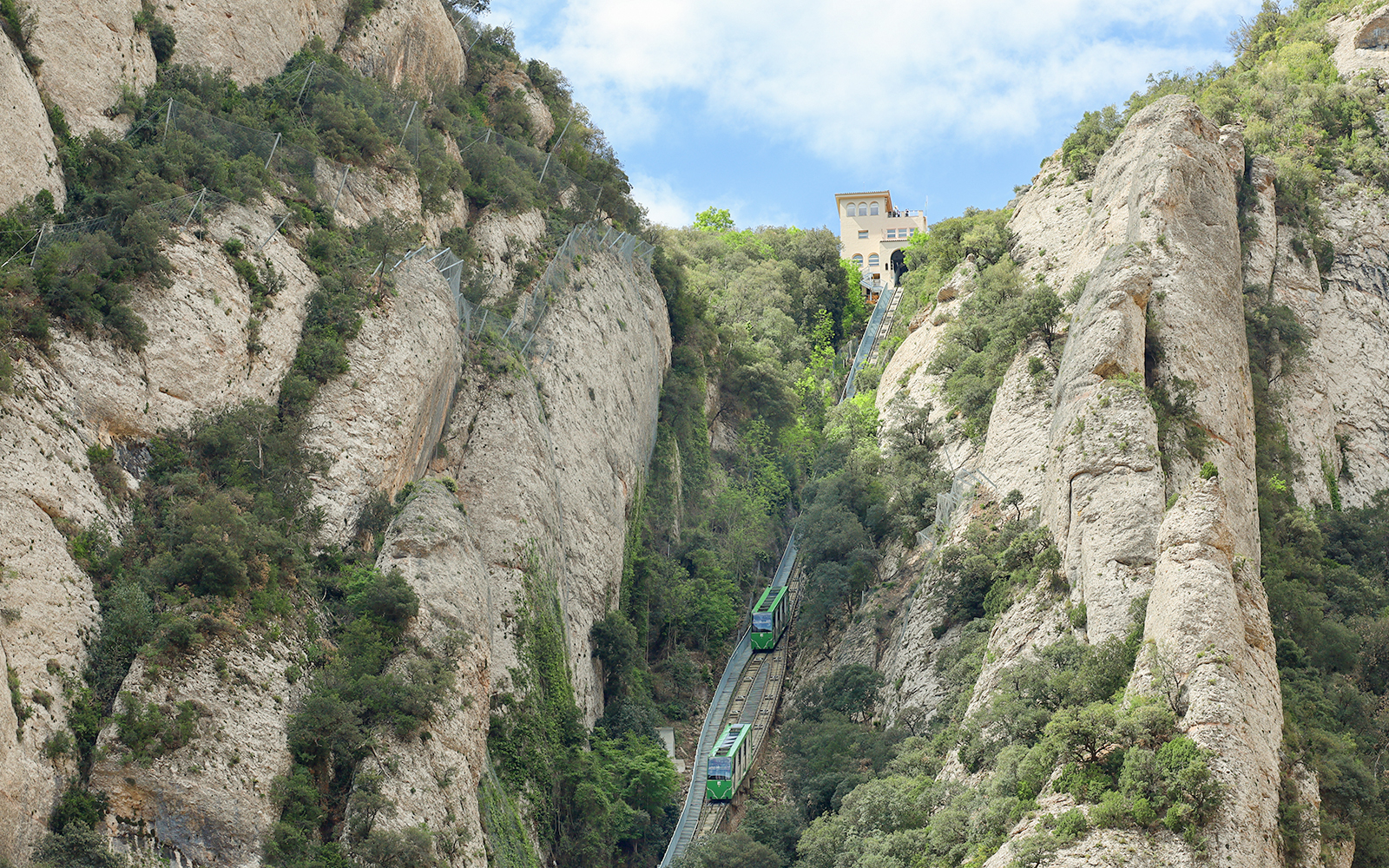 The Funicular Sant Joan at the Montserrat mountain in Catalonia, Spain.