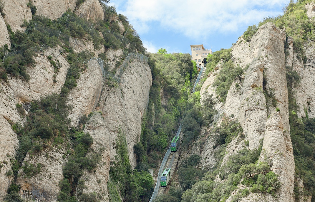 The Funicular Sant Joan at the Montserrat mountain in Catalonia, Spain.