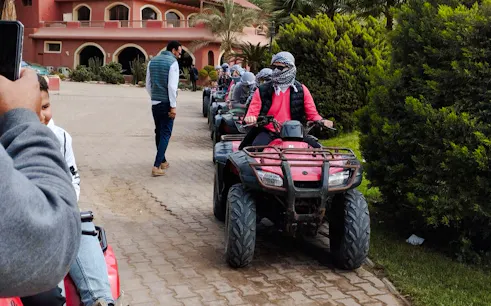 Quad bike riders preparing for a sunrise safari at Saqqara, Cairo.