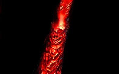 Molten lava flow at a show in Reykjavik, Iceland.
