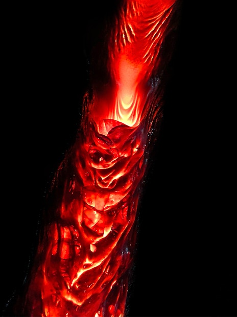 Molten lava flow at a show in Reykjavik, Iceland.