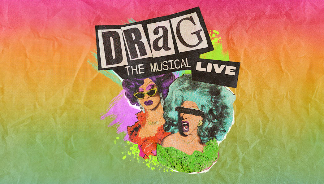 Drag the Musical Live poster with colorful background and two performers.