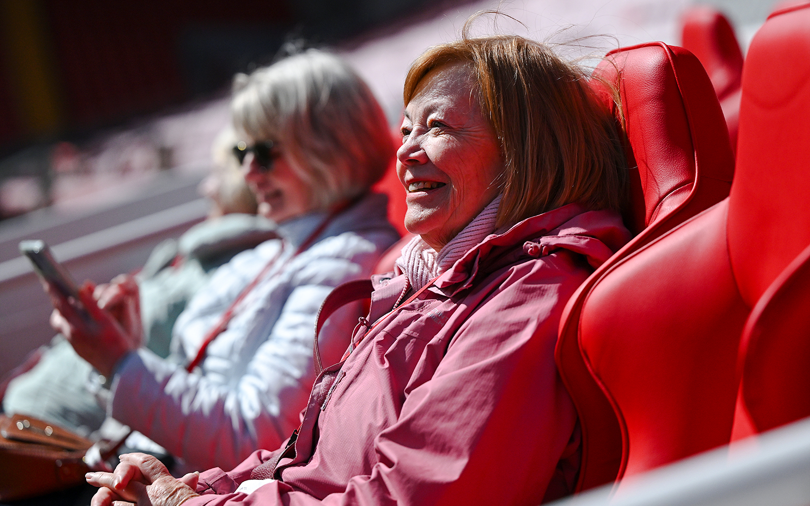 Guests enjoying seats at Anfield Stadium, Liverpool.
