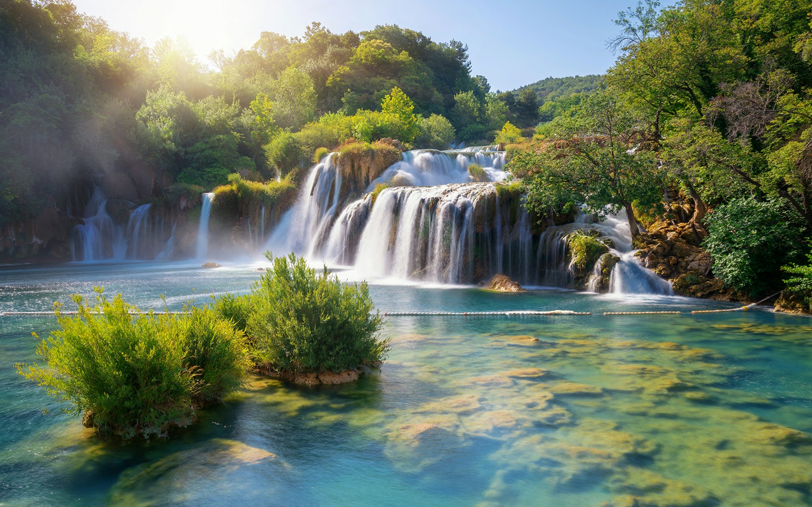 A photo of the Plitvice Lake from the lookout Veliki Slap