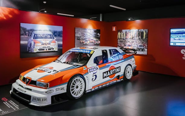 Alfa Romeo 155 race car on display at Museo Nazionale dell'Automobile, Turin.