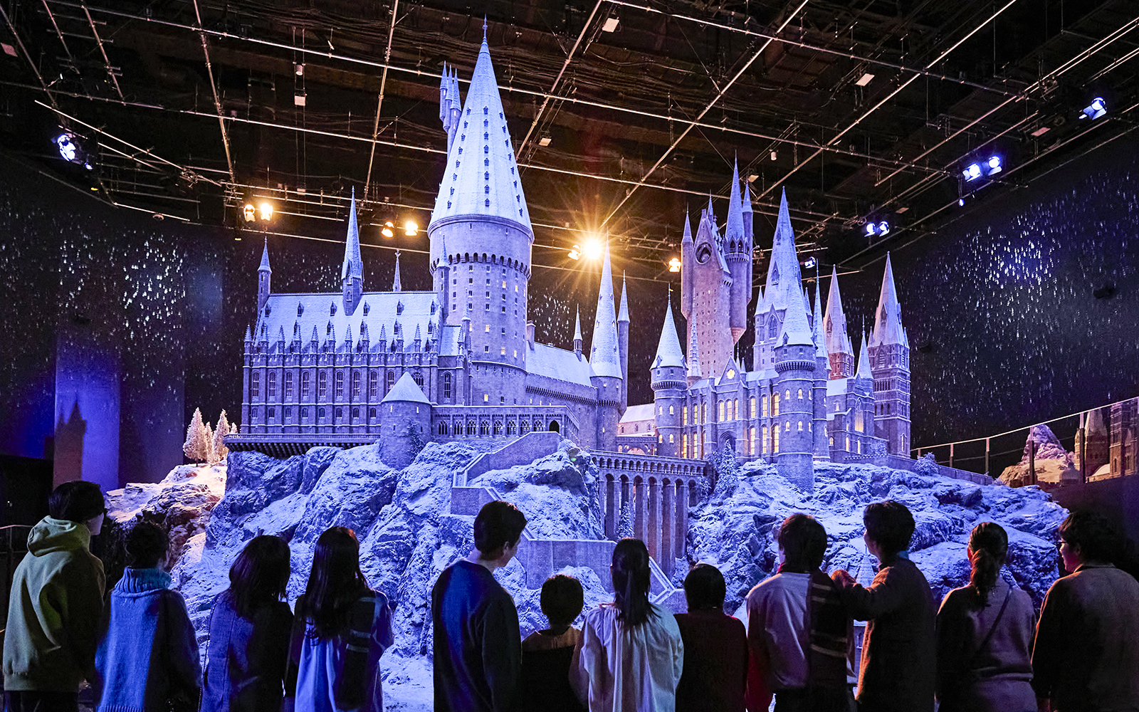 Hogwarts castle model in snow at The Making of Harry Potter Studio Tour, Tokyo.