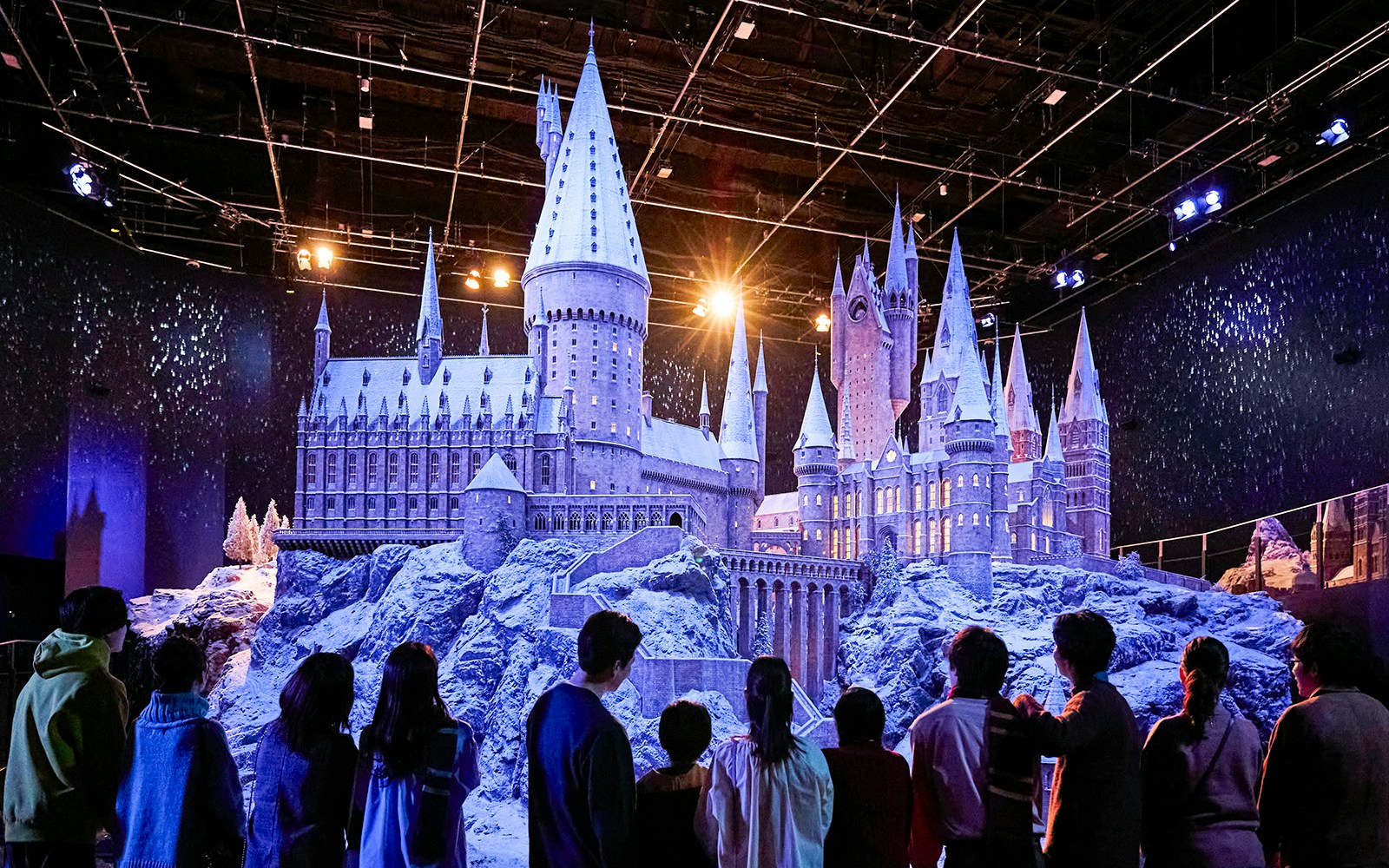 Hogwarts castle model in snow at The Making of Harry Potter Studio Tour, Tokyo.