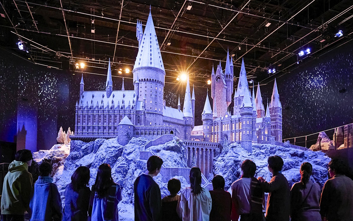 Hogwarts castle model in snow at The Making of Harry Potter Studio Tour, Tokyo.