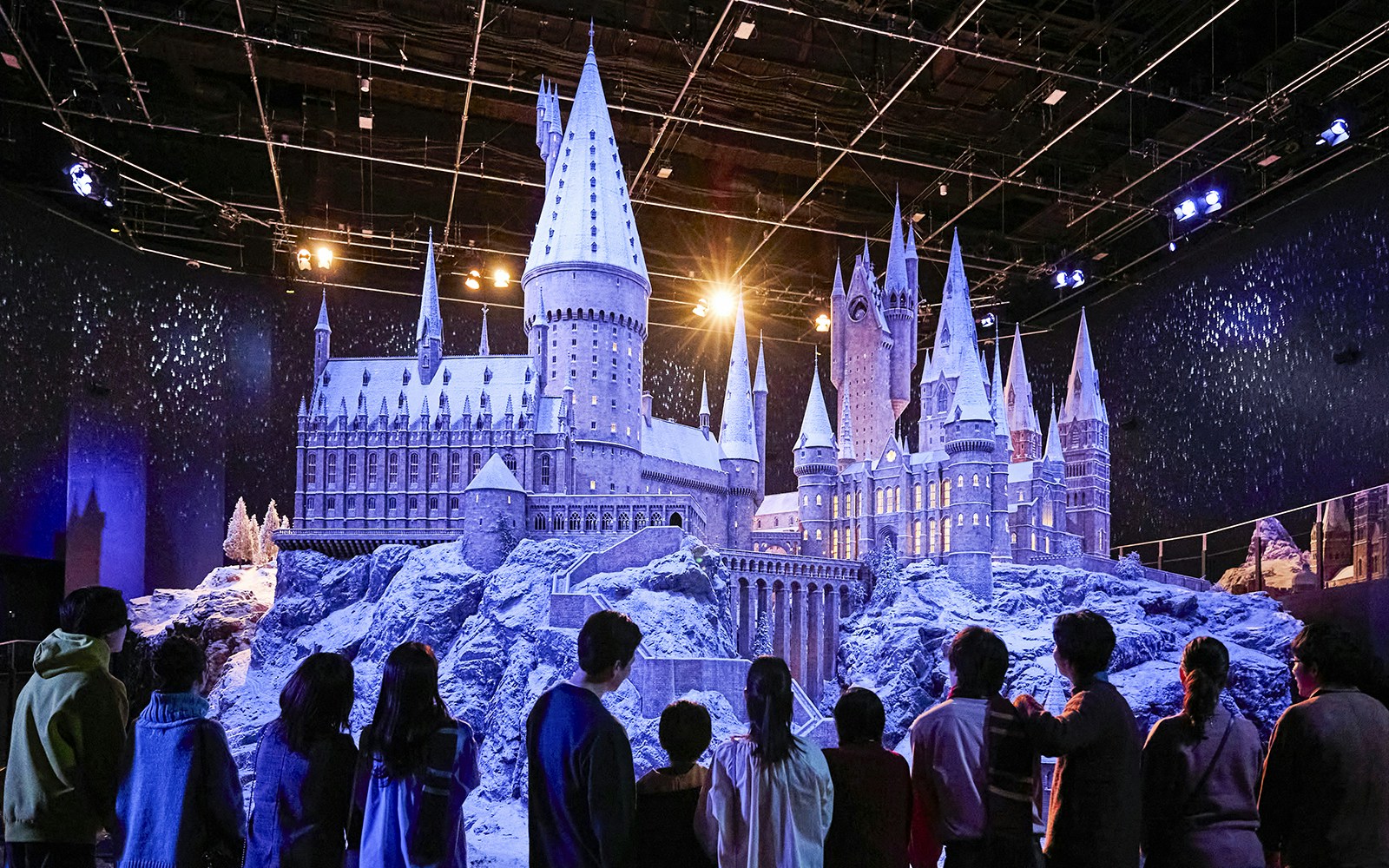 Hogwarts castle model in snow at The Making of Harry Potter Studio Tour, Tokyo.
