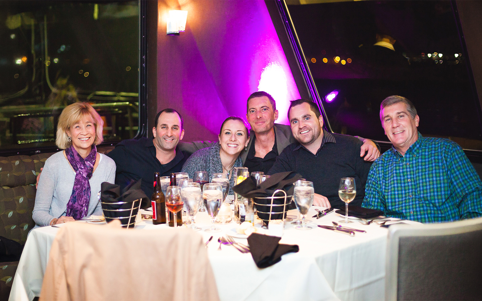 Group dining on Premier Dinner Cruise, City Cruises, Boston.