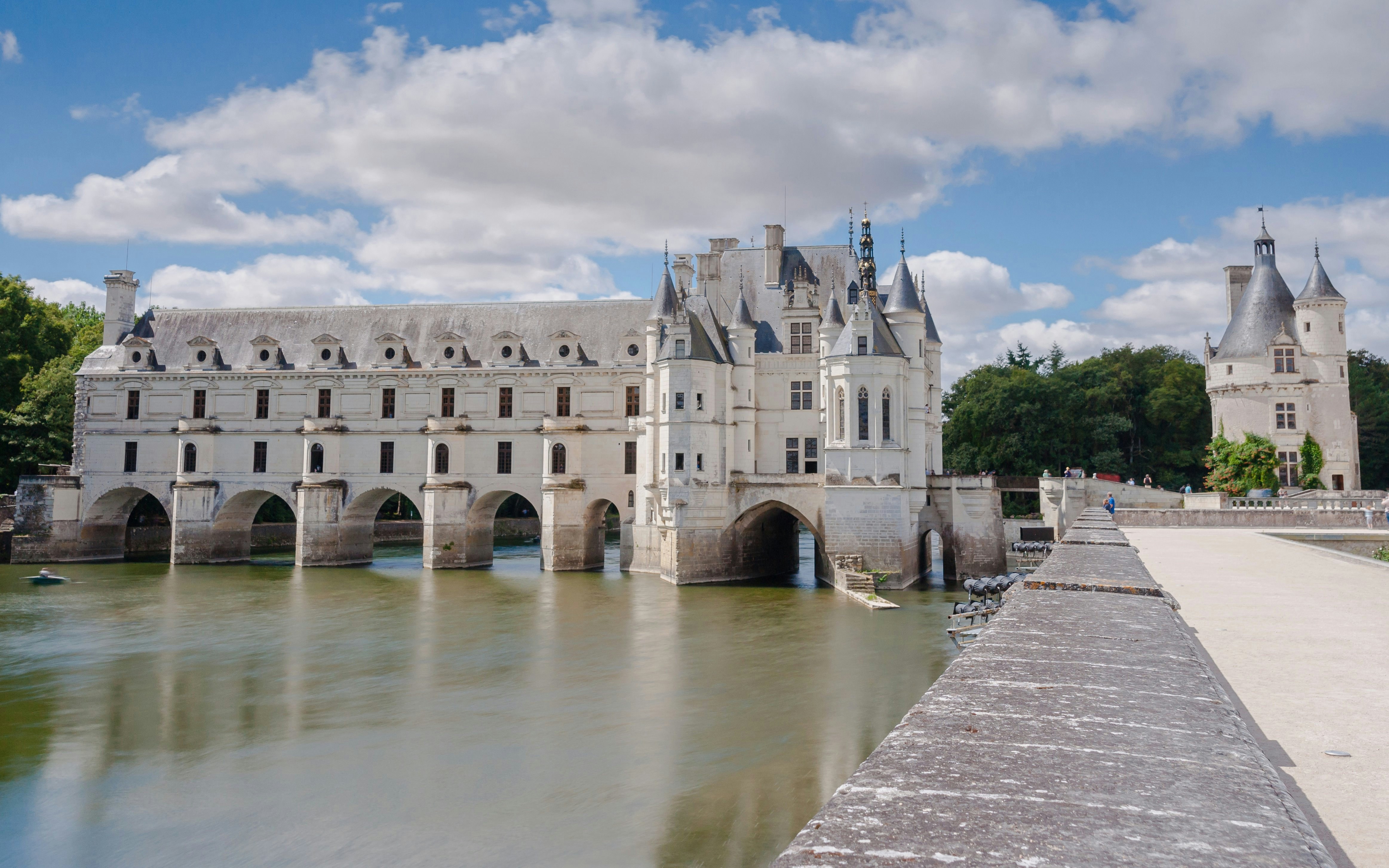 Chateau de Chenonceau arches over the River Cher in the Loire Valley.