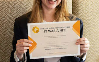 Certificate for completing Dutch food challenge in Amsterdam tour.