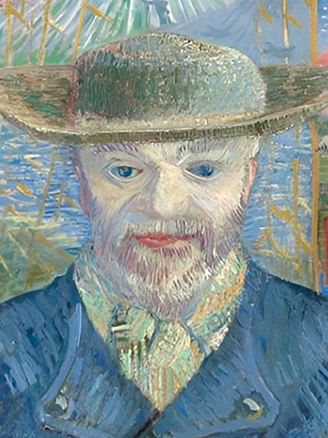 Portrait painting with a man in a hat at Rodin Museum & Sculptures Garden.