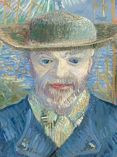 Portrait painting with a man in a hat at Rodin Museum & Sculptures Garden.