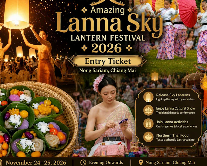 Lanna Sky Lantern Festival 2026 Entry Ticket at Nong Sariam, Chiang Mai