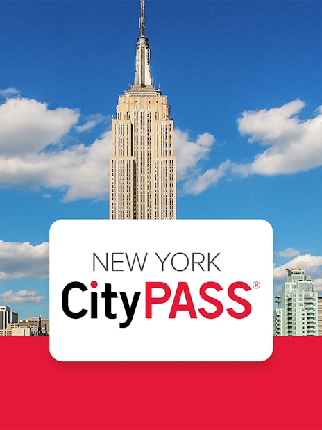 Empire State Building with New York CityPASS logo in foreground.