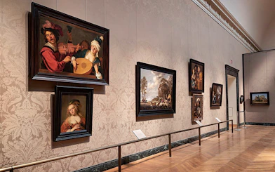 Paintings displayed in a gallery at the Capitoline Museums, Rome.
