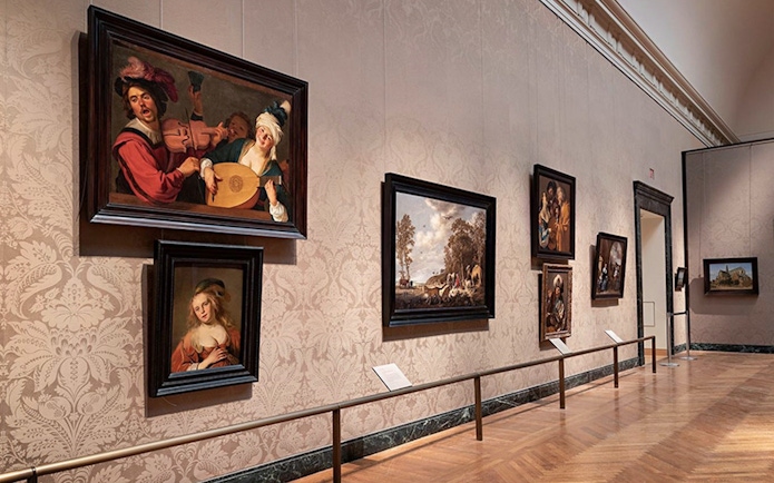 Paintings displayed in a gallery at the Capitoline Museums, Rome.