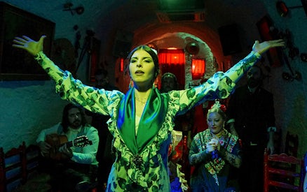 Flamenco dancer performing at Flamenco Cuevas Los Tarantos, Granada.