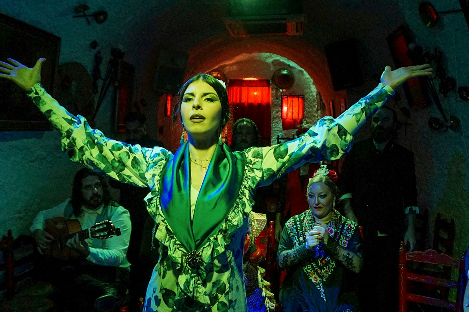 Flamenco dancer performing at Flamenco Cuevas Los Tarantos, Granada.