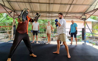 Muay Thai training session in Bangkok's Green Lung area.