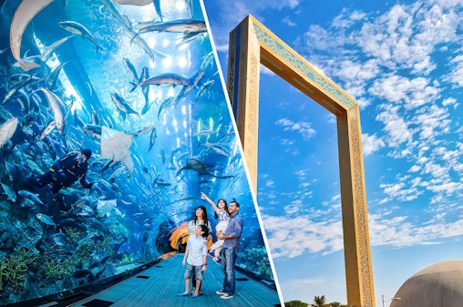 Combo (Ahorra un 21%): Entradas para el Marco de Dubai + Entradas para el Acuario y Zoo Submarino de Dubai