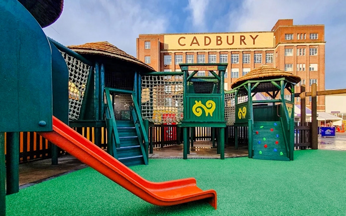 African Adventure Play Area with slide and climbing structures at Cadbury World.